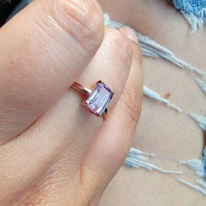 Russian Crazy Color change Alexandrite Ring Sterling rose gold vermeil Size 7